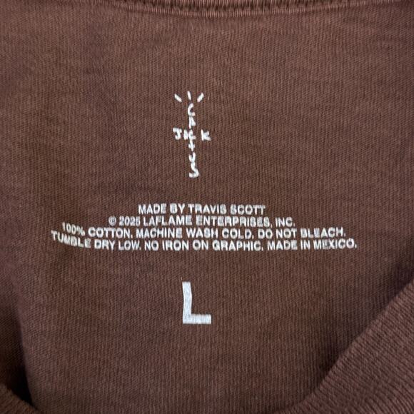 Travis Scott Jackboys 2 A1 Shirt Men Large Cactus Jack Brown Graphic Tee Tshirt - Picture 3 of 9